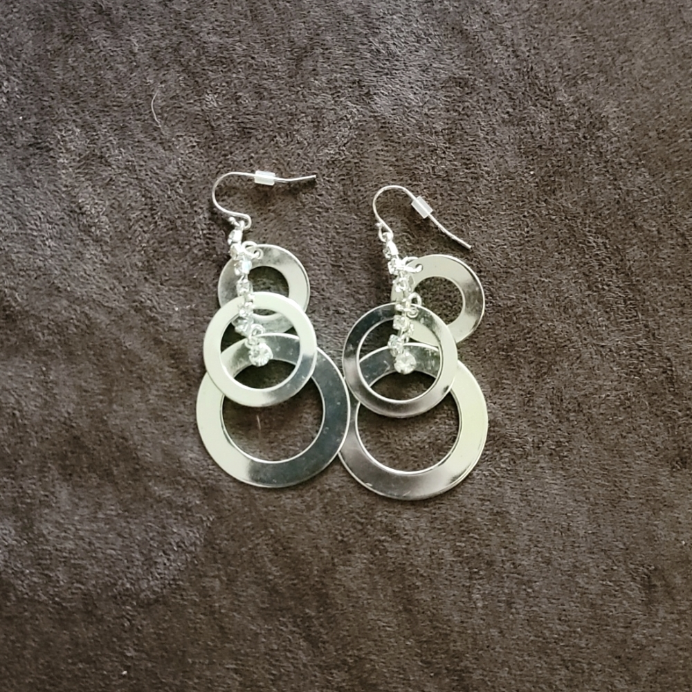 Silver Costume Silver Earrings with CZ drip